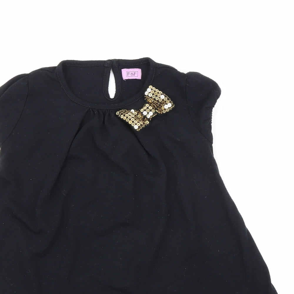 F&F Girls Black   Basic T-Shirt Size 2-3 Years