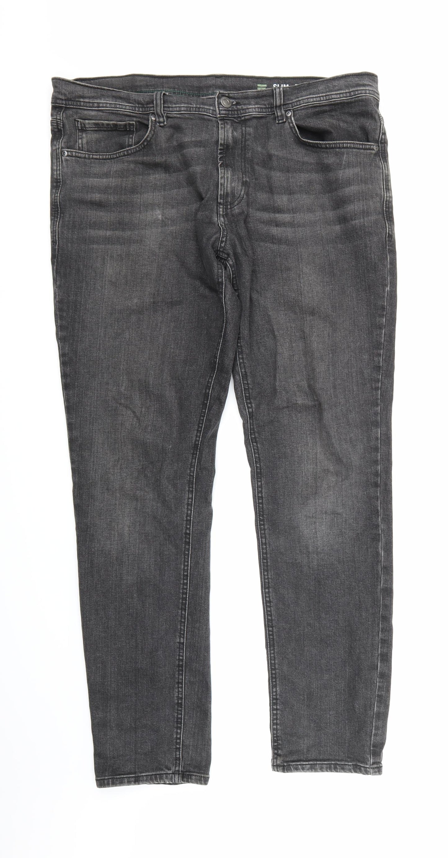 F&F Mens Grey  Denim Straight Jeans  L32 in