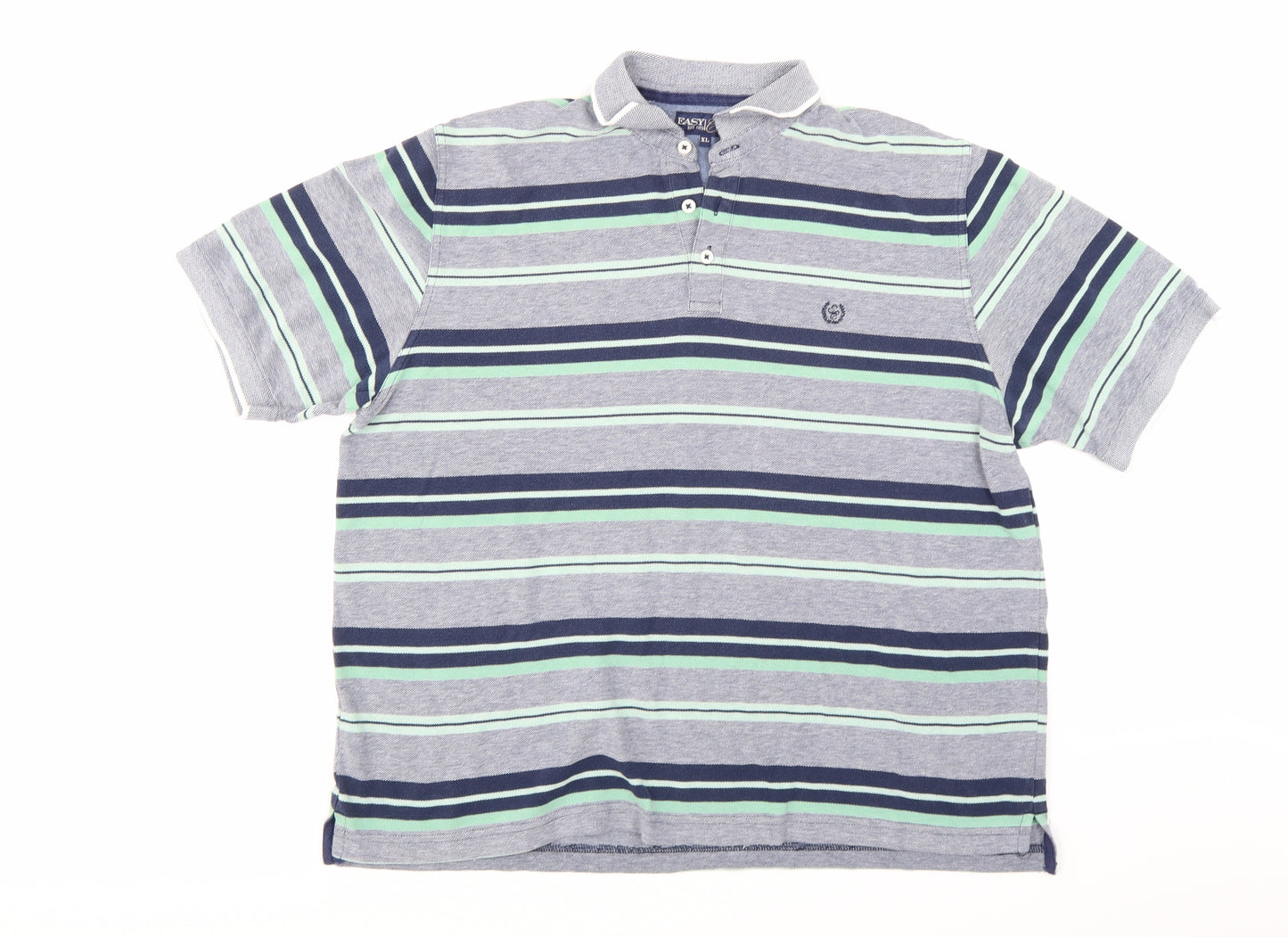 Easy Mens Blue Striped   Polo Size XL