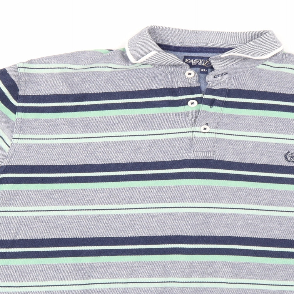 Easy Mens Blue Striped   Polo Size XL