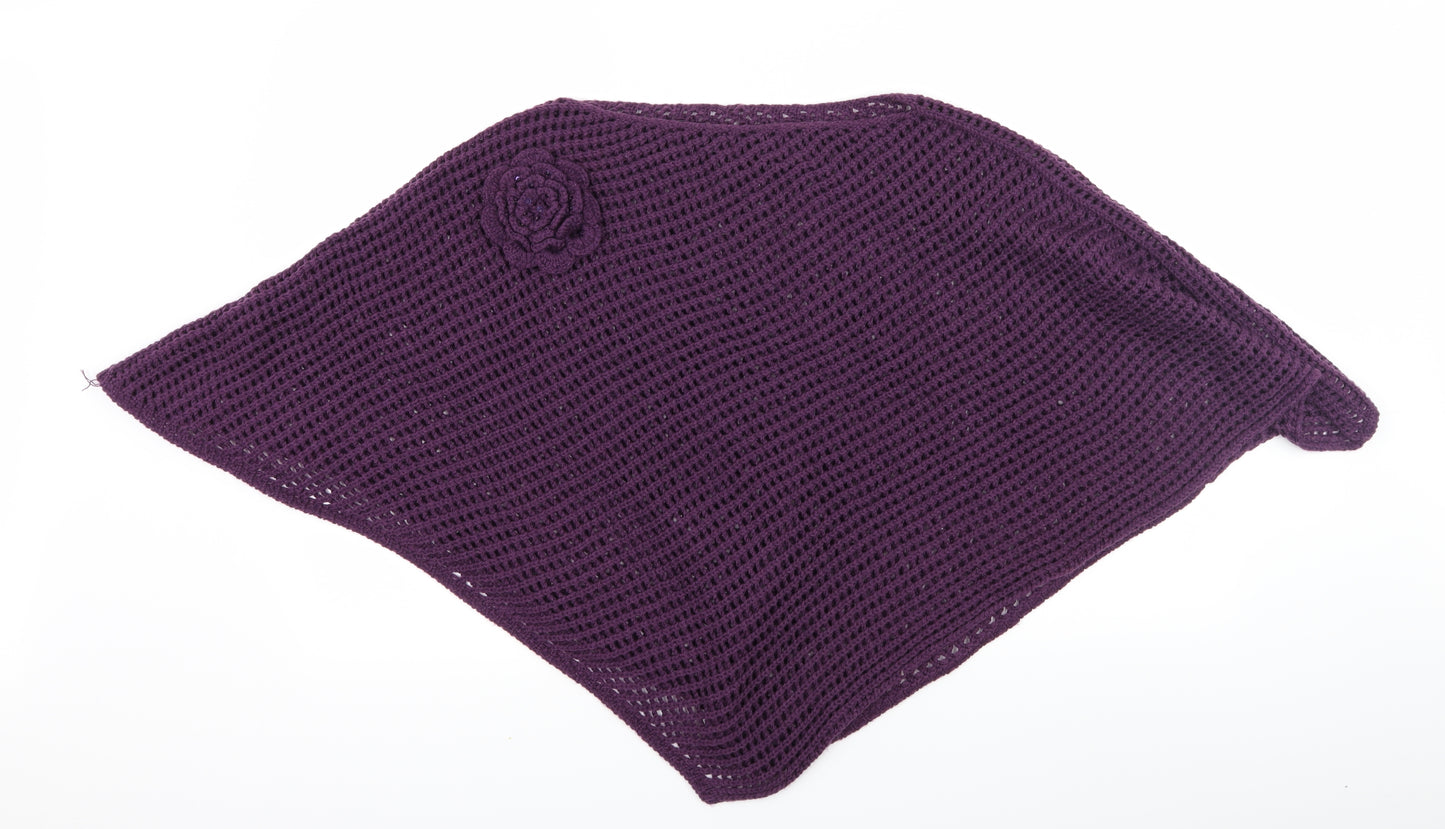 Preworn Womens Purple  Knit Pullover Jumper One Size  - Poncho