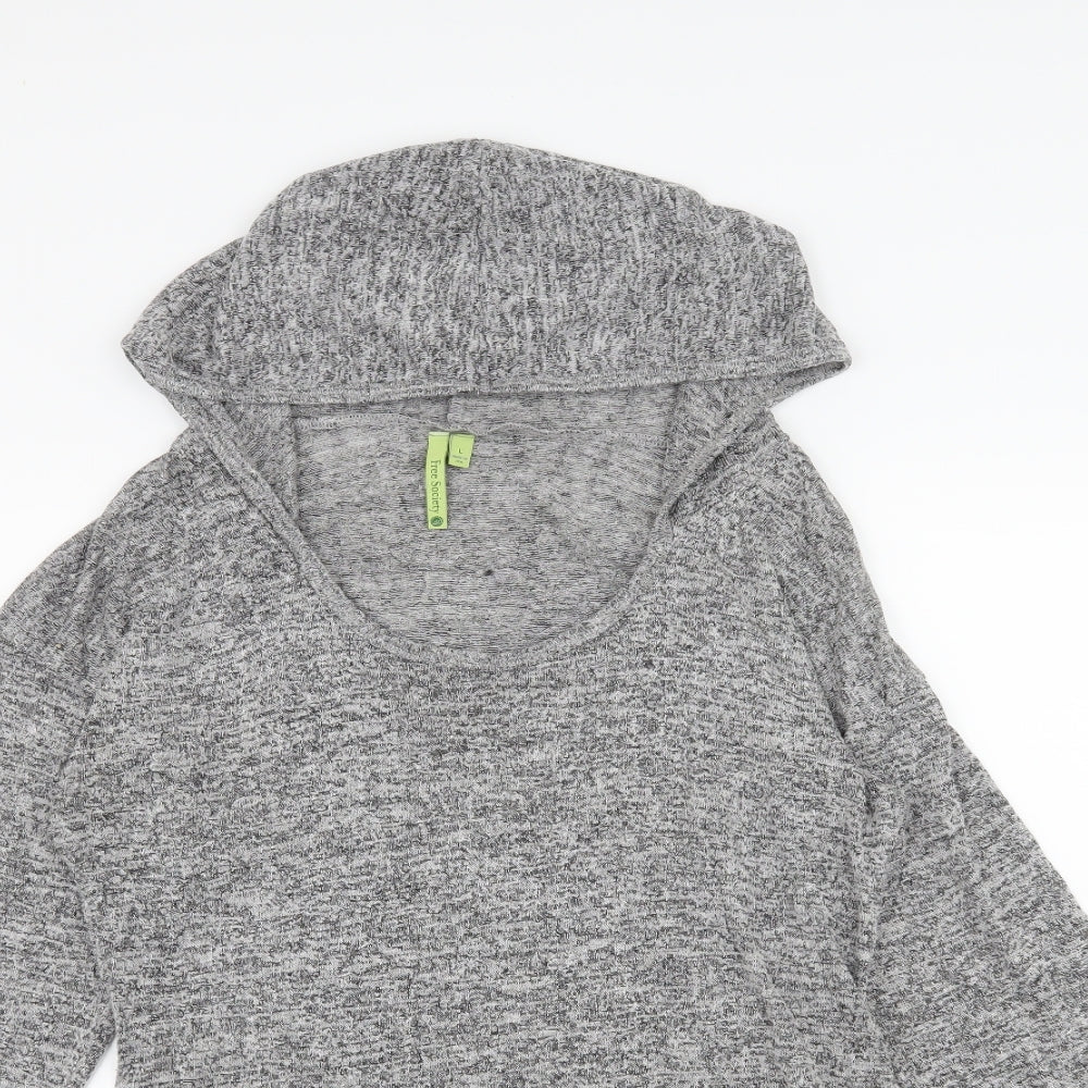 Free Socitey Womens Grey  Jersey Pullover Hoodie Size 14
