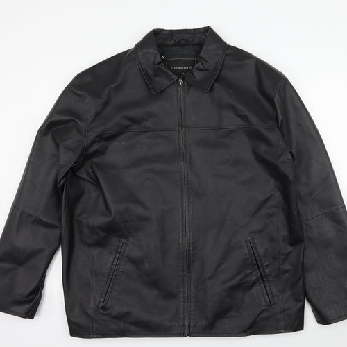 C.Comberti Mens Black   Biker Jacket Size 2XL