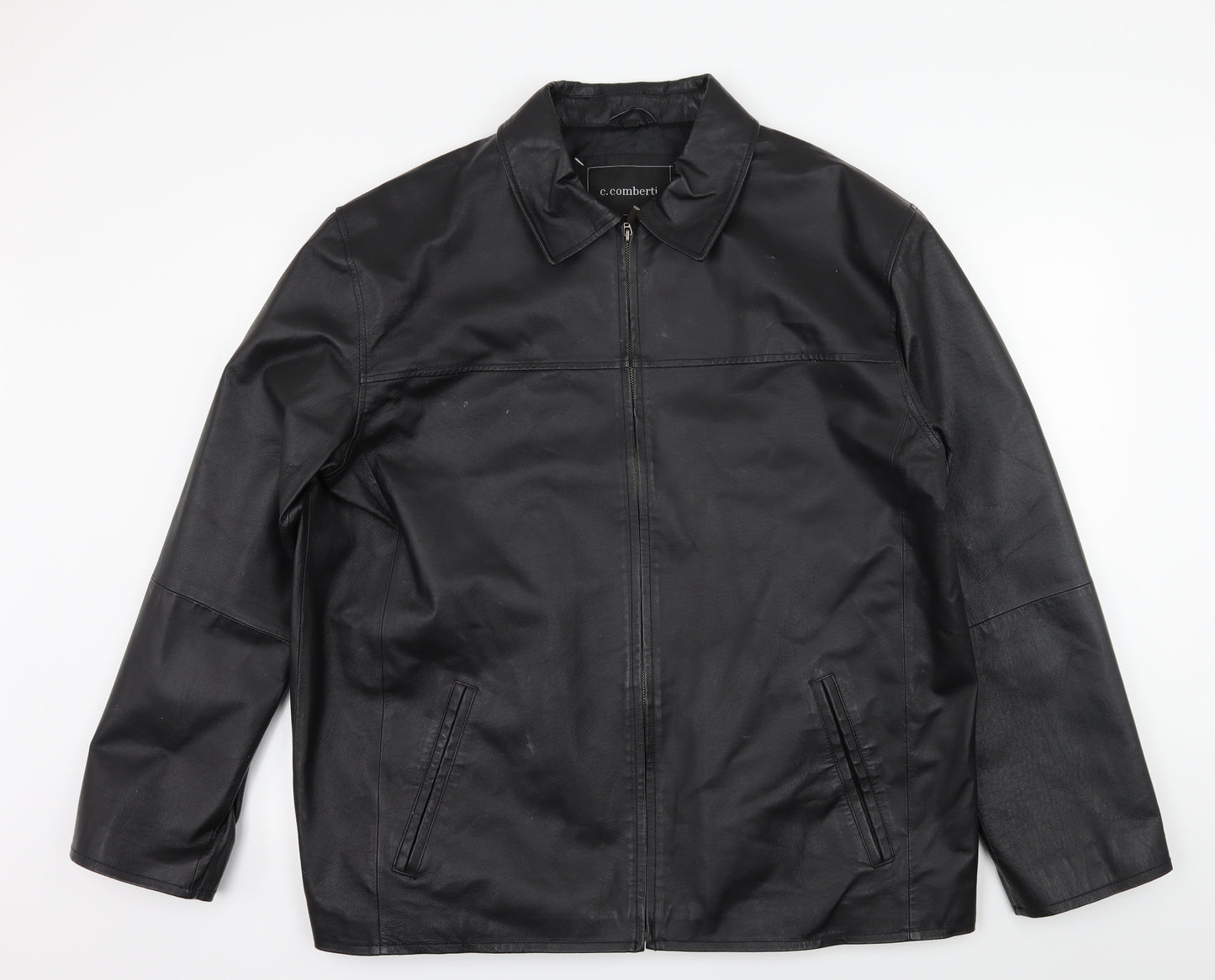 C.Comberti Mens Black   Biker Jacket Size 2XL