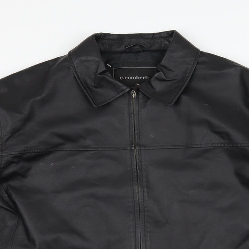 C.Comberti Mens Black   Biker Jacket Size 2XL