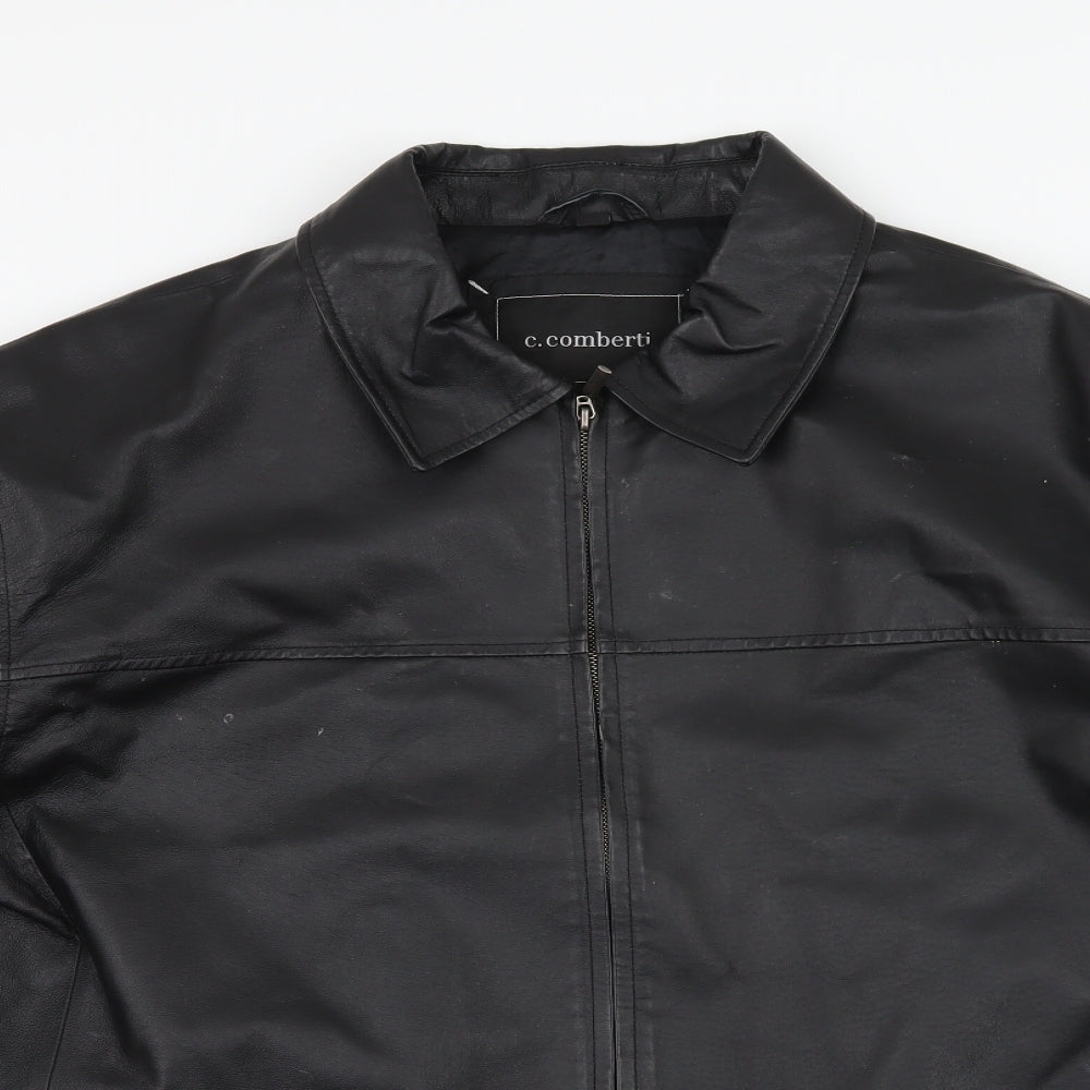 C.Comberti Mens Black   Biker Jacket Size 2XL