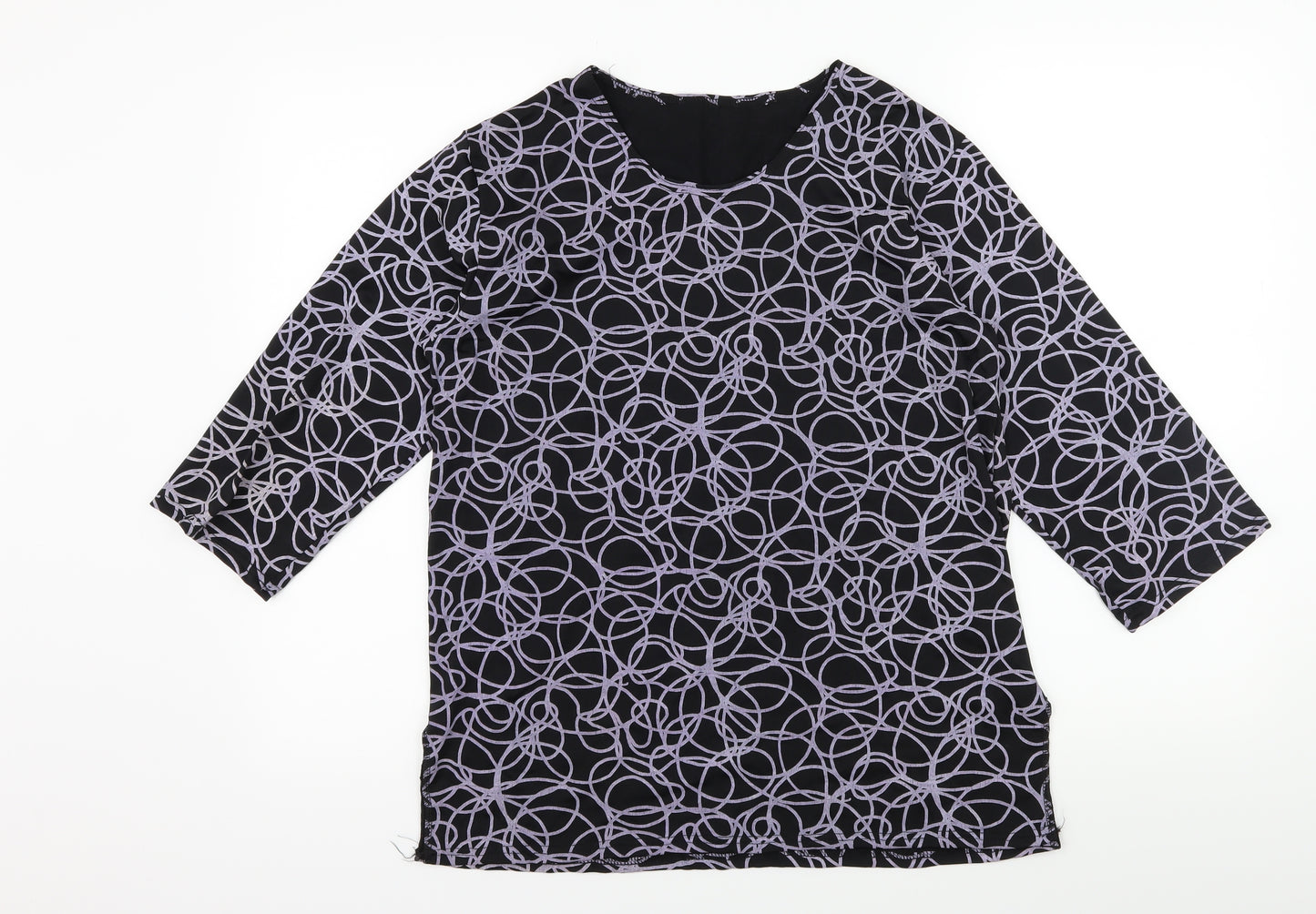 Preworn Womens Black Geometric Jersey Basic T-Shirt Size S
