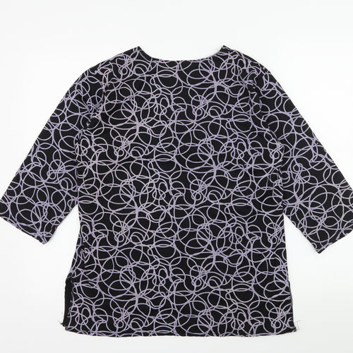 Preworn Womens Black Geometric Jersey Basic T-Shirt Size S