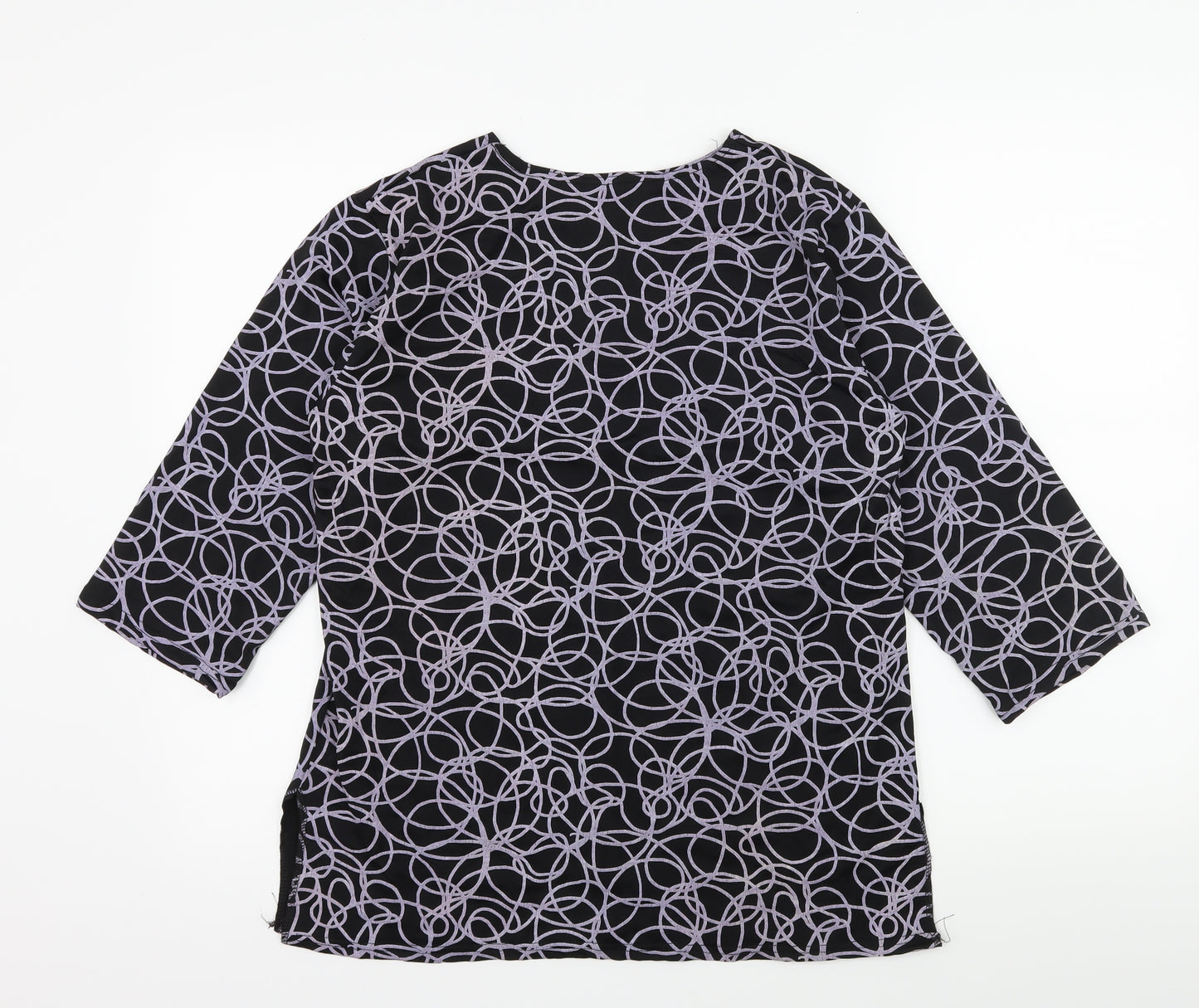 Preworn Womens Black Geometric Jersey Basic T-Shirt Size S