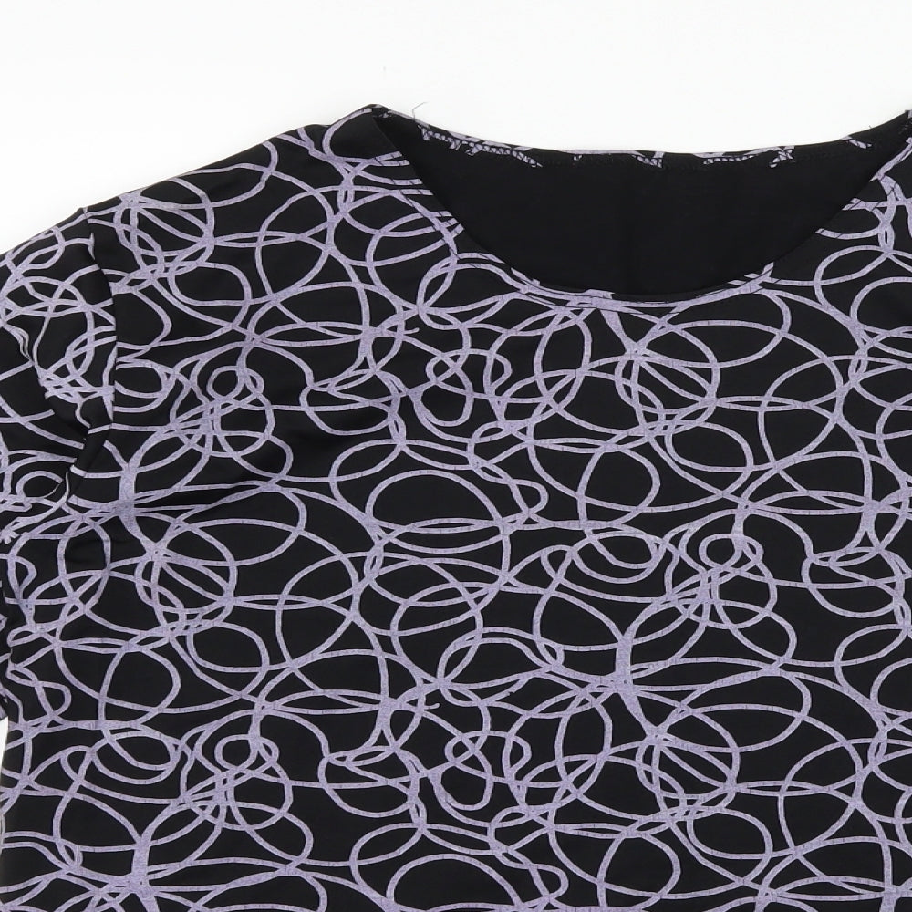 Preworn Womens Black Geometric Jersey Basic T-Shirt Size S