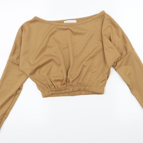 Femme Luxe Womens Brown  Jersey Pullover Sweatshirt Size S