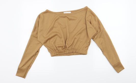 Femme Luxe Womens Brown  Jersey Pullover Sweatshirt Size S
