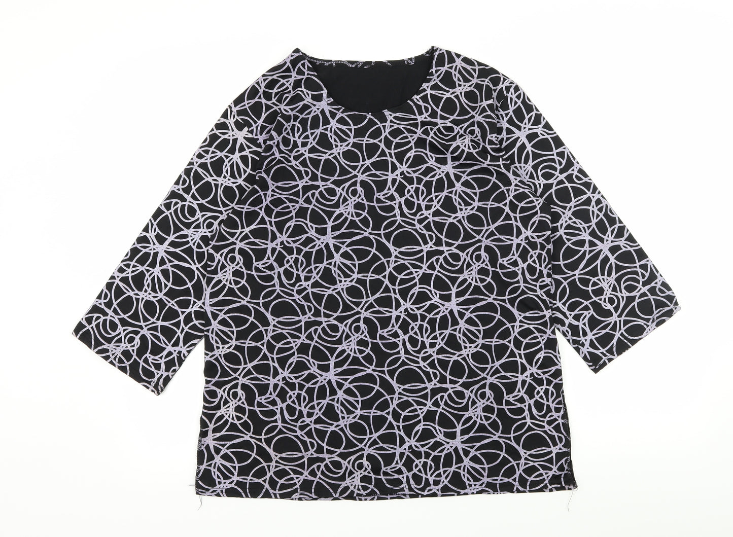 Preworn Womens Black Geometric Jersey Basic T-Shirt Size M