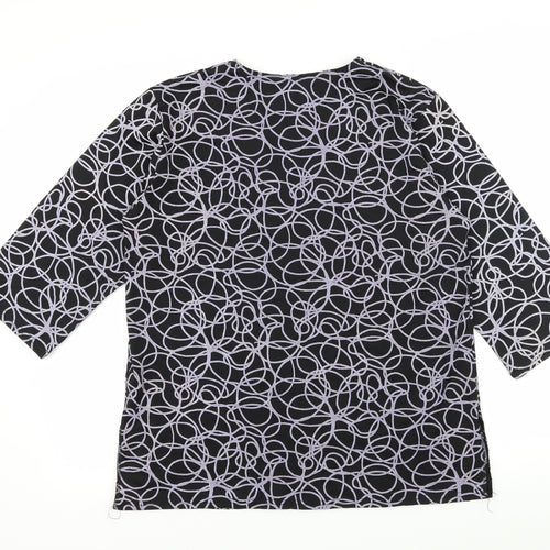 Preworn Womens Black Geometric Jersey Basic T-Shirt Size M