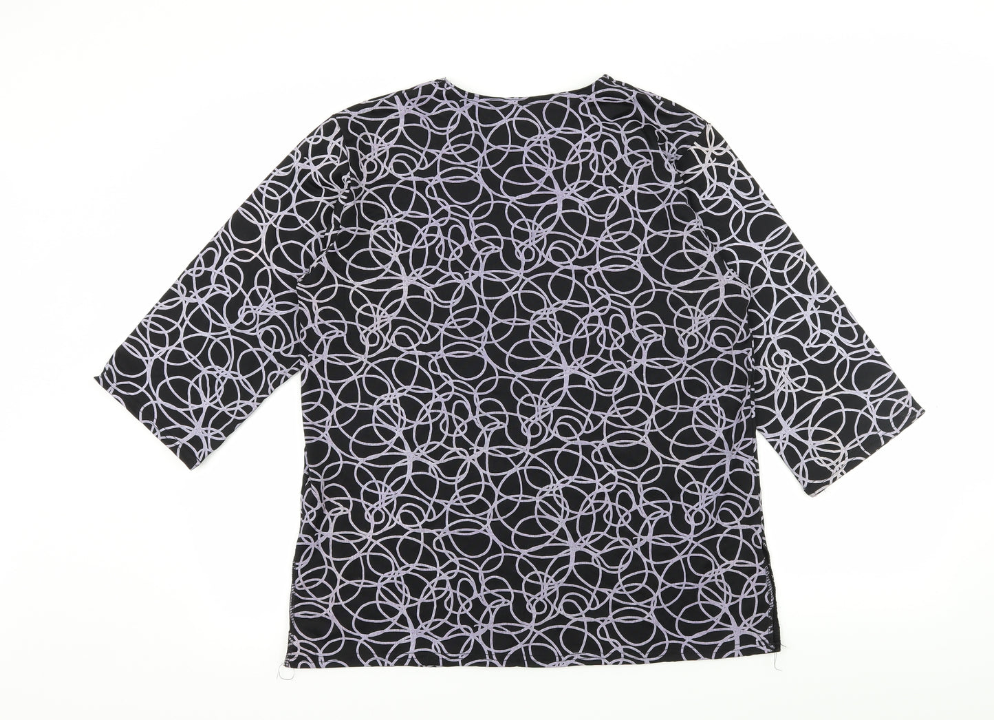 Preworn Womens Black Geometric Jersey Basic T-Shirt Size M
