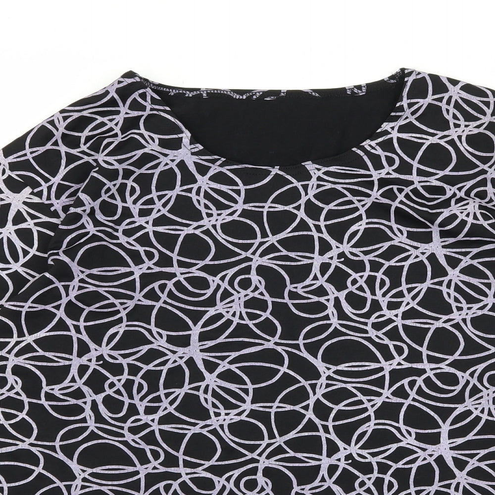 Preworn Womens Black Geometric Jersey Basic T-Shirt Size M