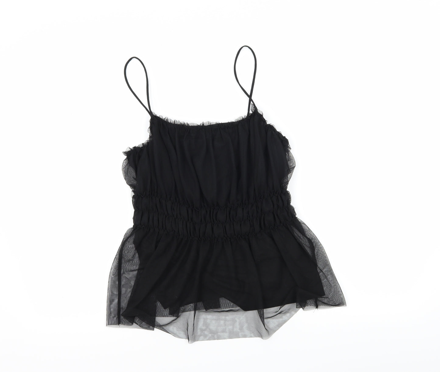 H&M Womens Black  Mesh Camisole Tank Size S  - Ruched