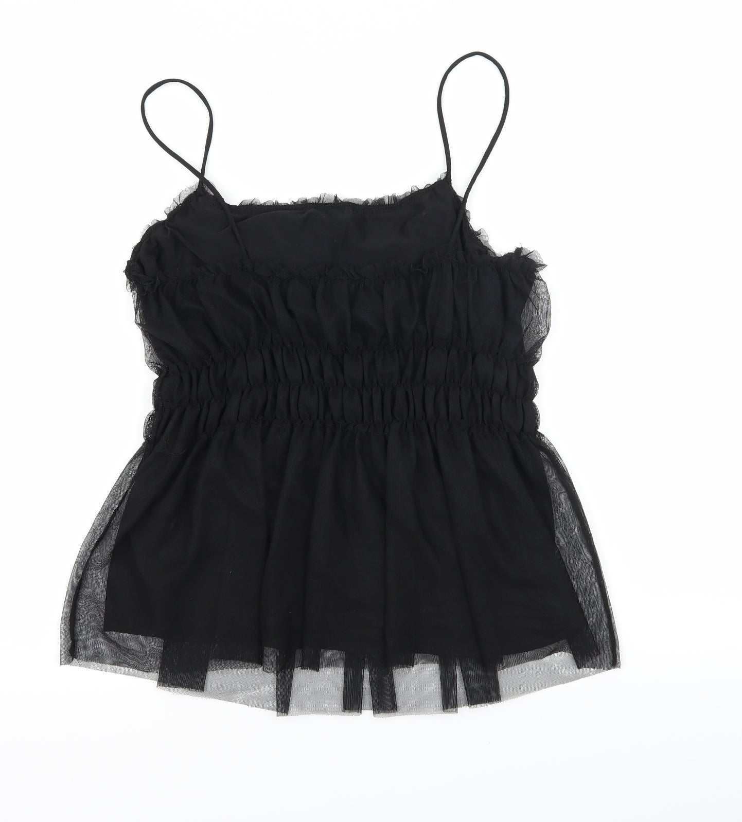 H&M Womens Black  Mesh Camisole Tank Size S  - Ruched