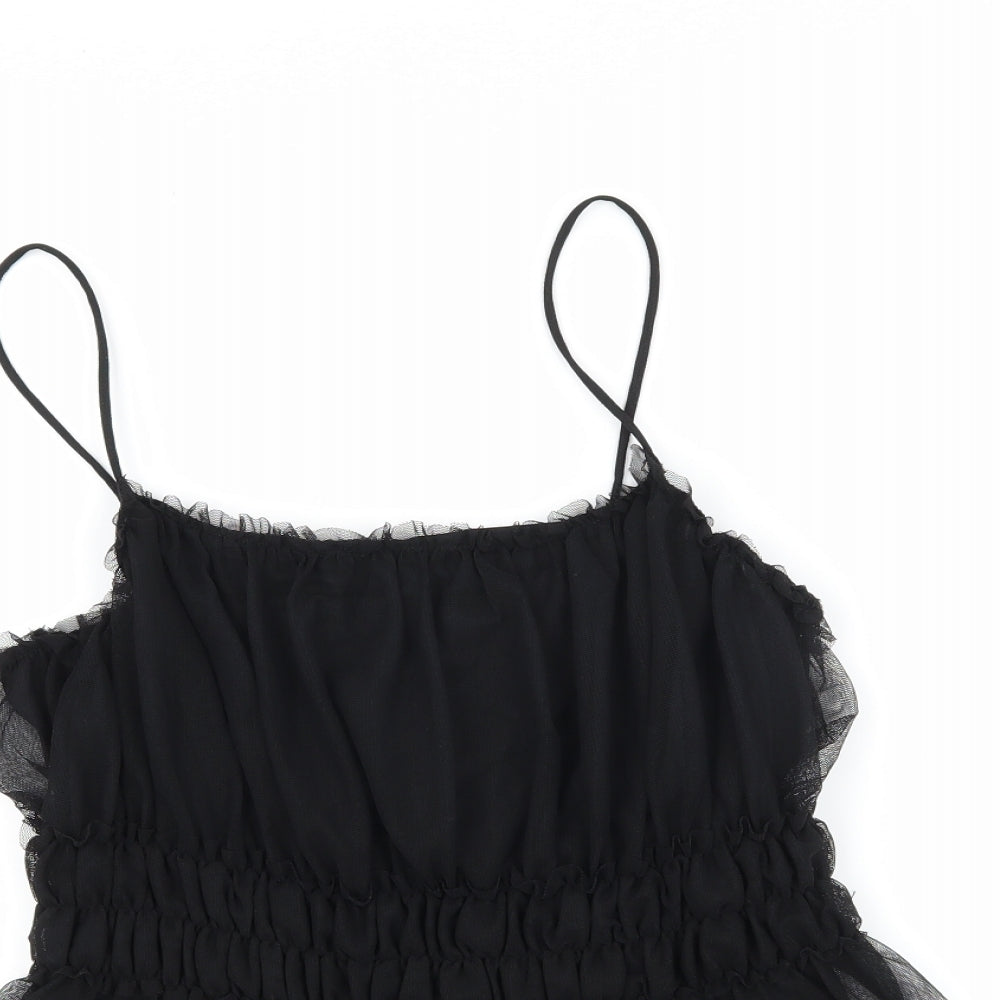 H&M Womens Black  Mesh Camisole Tank Size S  - Ruched