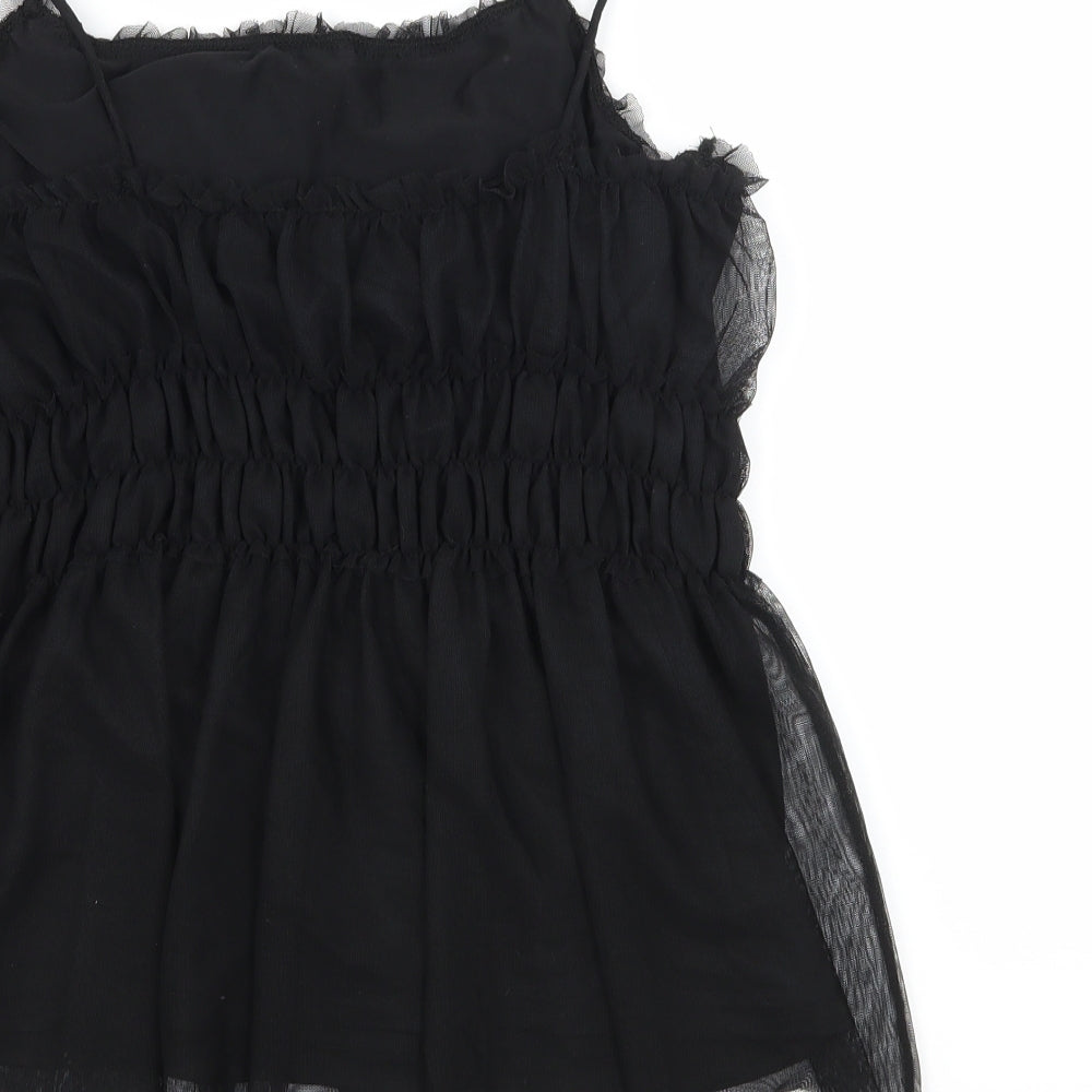 H&M Womens Black  Mesh Camisole Tank Size S  - Ruched