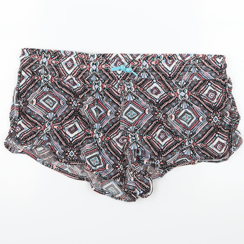 Denim & Co. Womens Multicoloured Geometric  Hot Pants Shorts Size 14