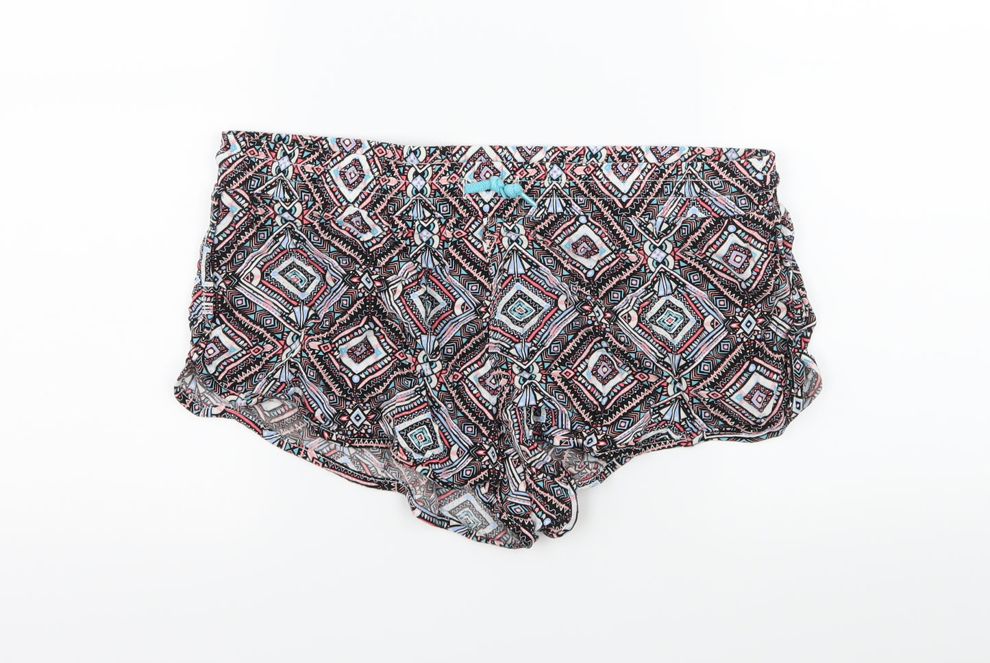 Denim & Co. Womens Multicoloured Geometric  Hot Pants Shorts Size 14