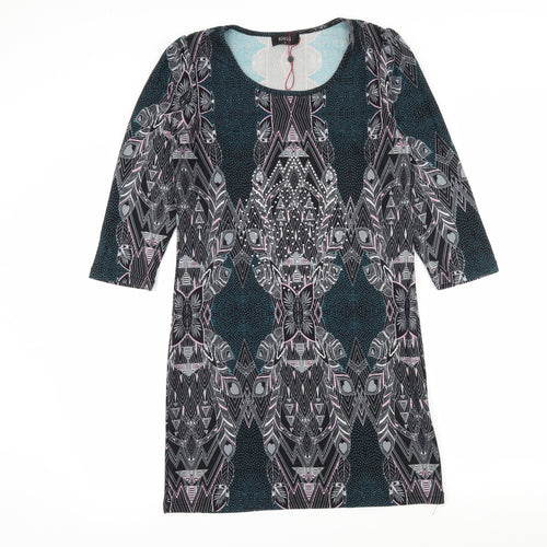 Klass Womens Multicoloured Geometric Jersey A-Line  Size S