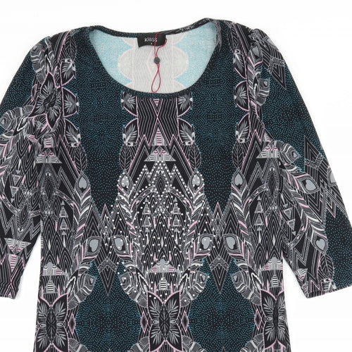 Klass Womens Multicoloured Geometric Jersey A-Line  Size S