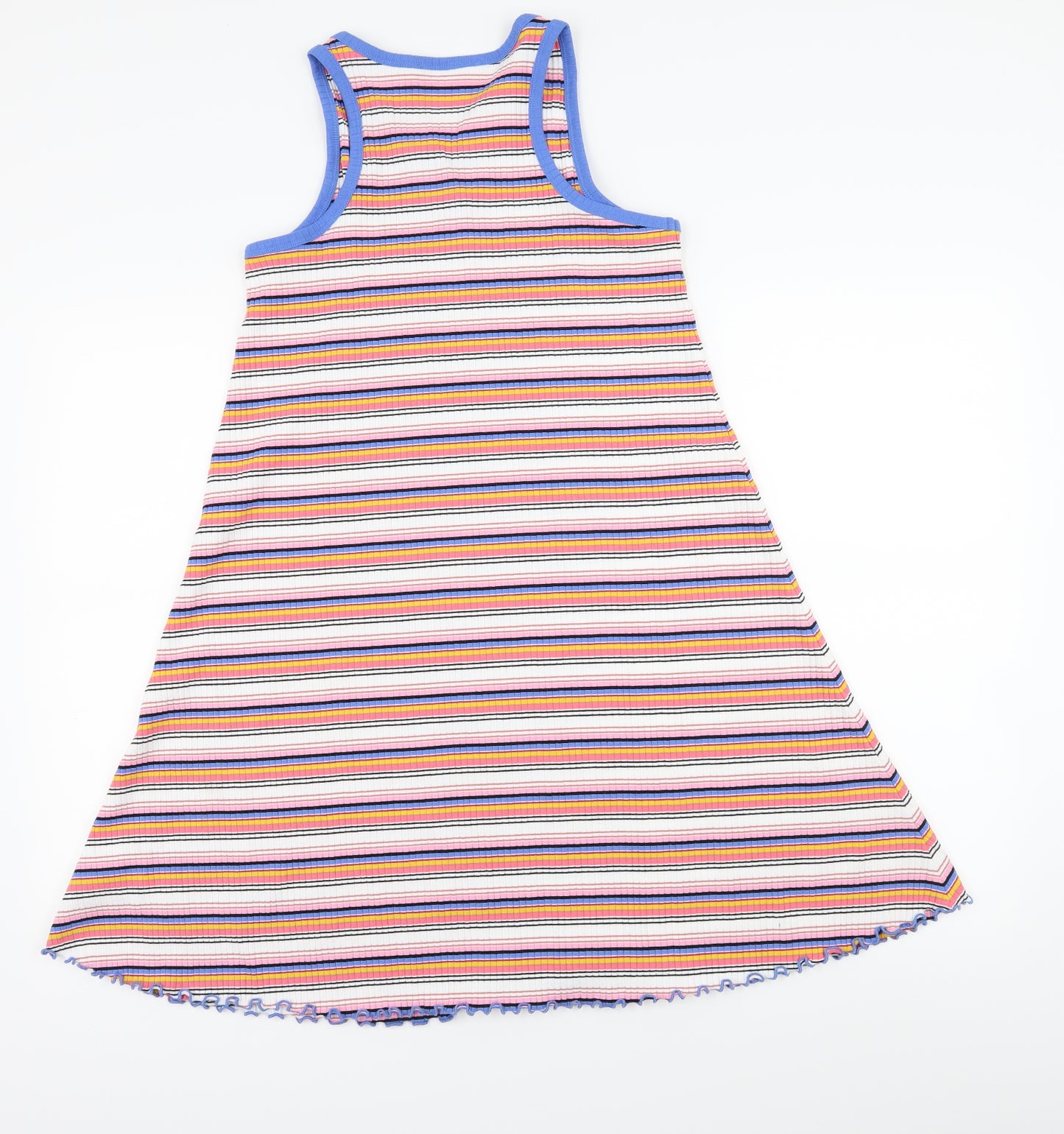 Marks and Spencer Girls White Striped Jersey T-Shirt Dress  Size 12-13 Years