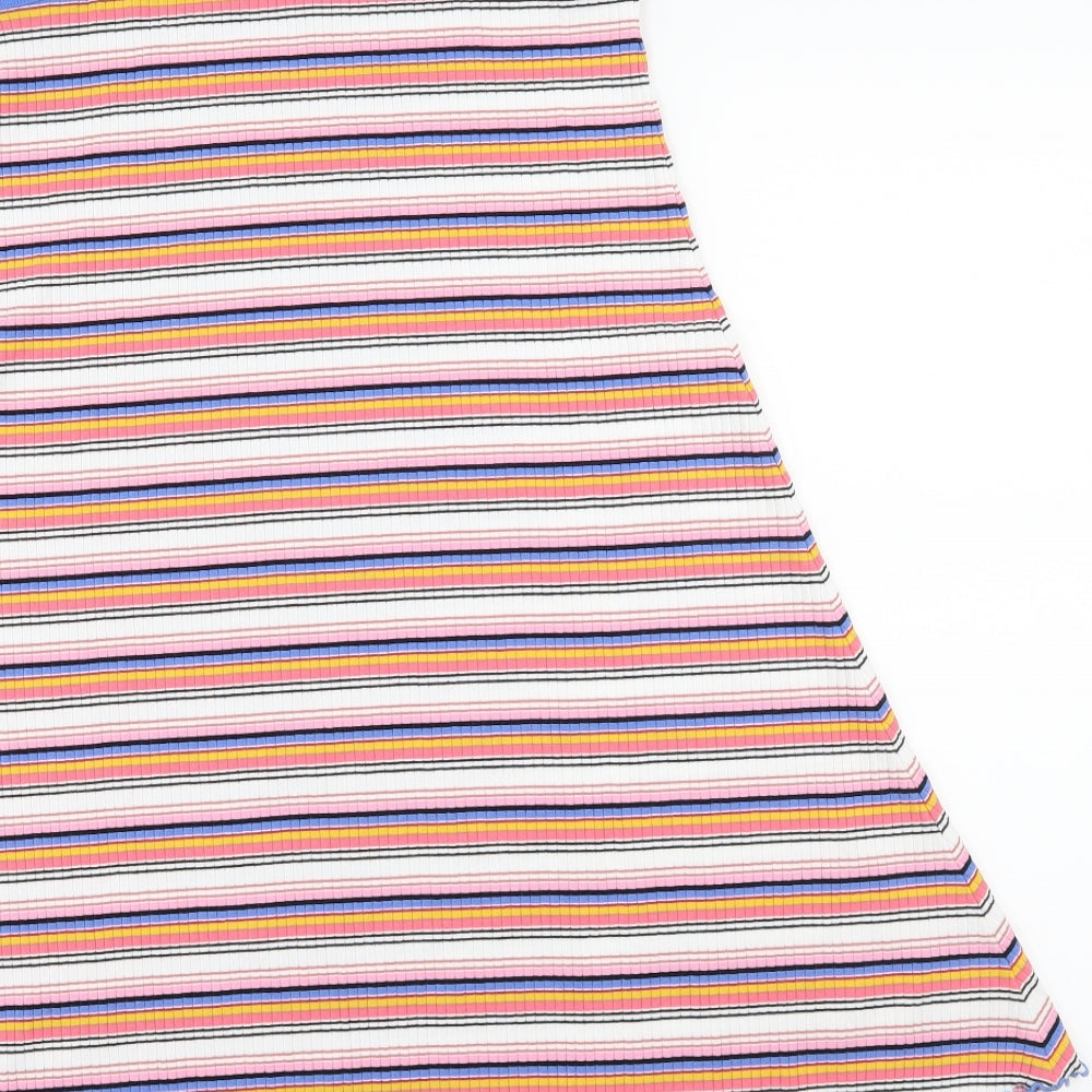 Marks and Spencer Girls White Striped Jersey T-Shirt Dress  Size 12-13 Years