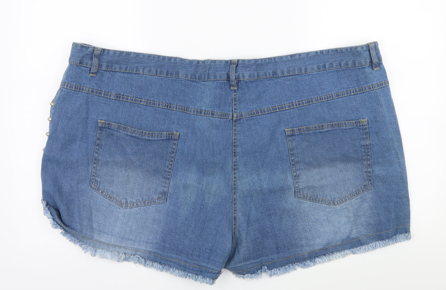 Simply Be Womens Blue  Denim Biker Shorts Size 28