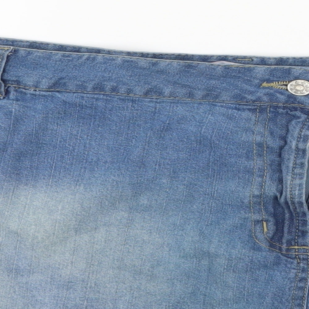 Simply Be Womens Blue  Denim Biker Shorts Size 28