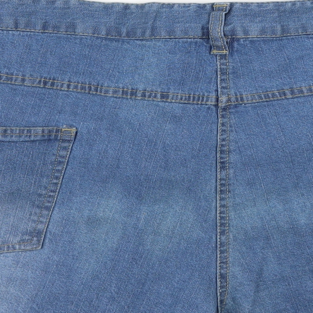 Simply Be Womens Blue  Denim Biker Shorts Size 28