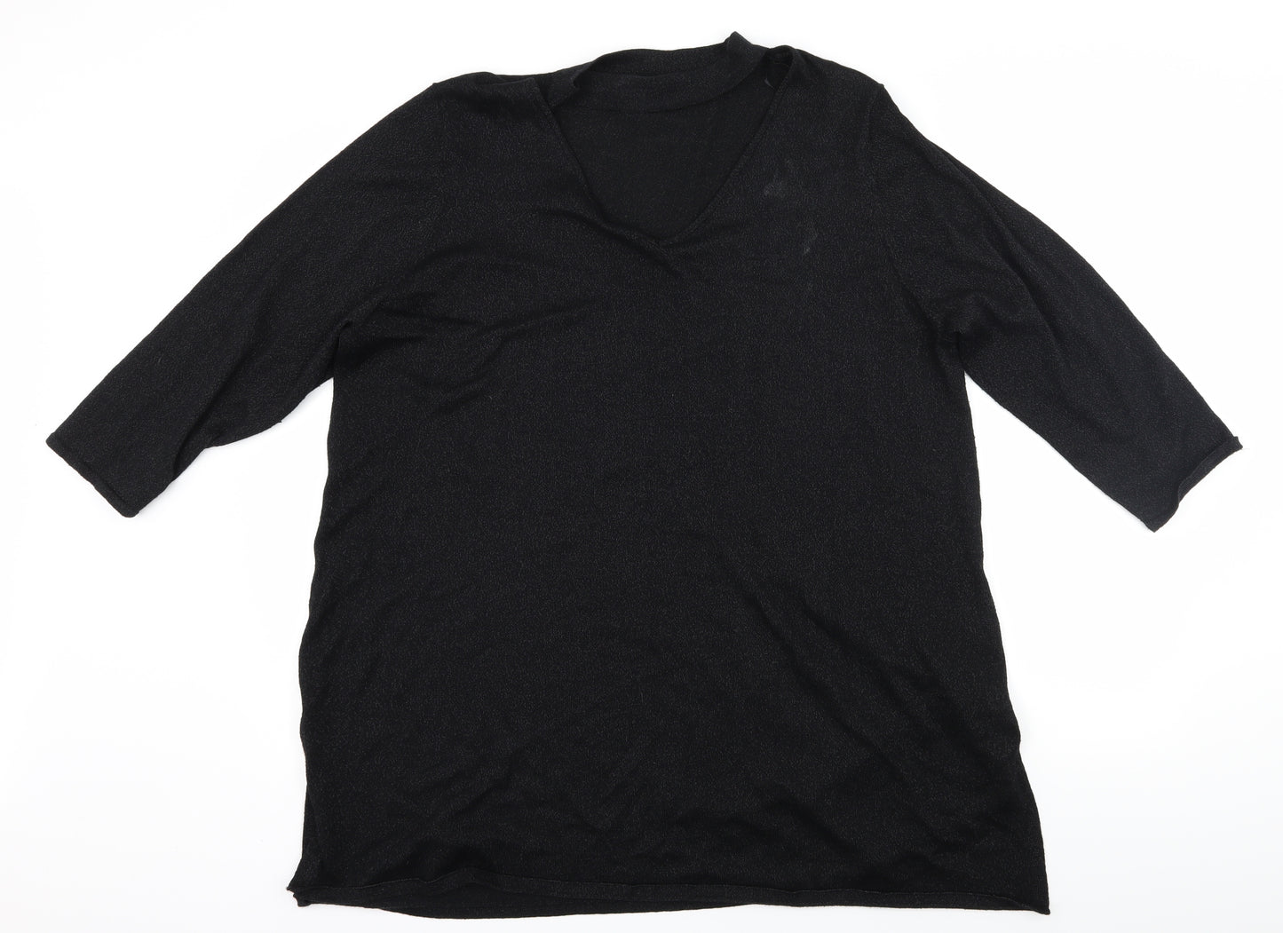 F&F Womens Black  Knit Pullover Jumper Size 22  - Cut out neck