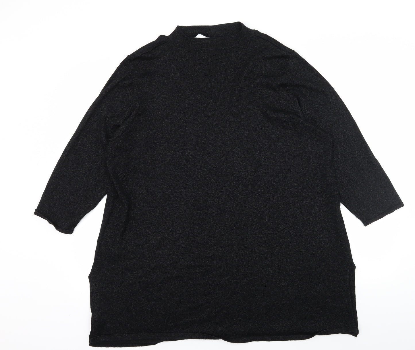 F&F Womens Black  Knit Pullover Jumper Size 22  - Cut out neck
