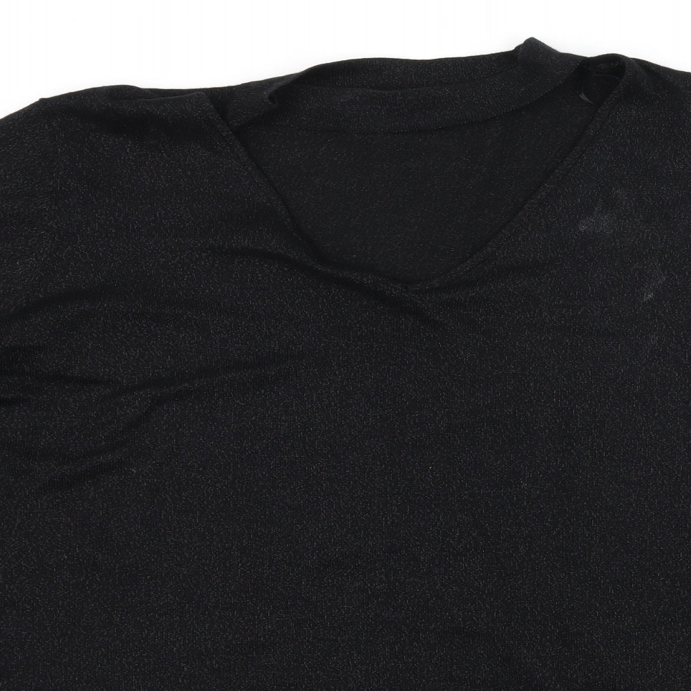 F&F Womens Black  Knit Pullover Jumper Size 22  - Cut out neck