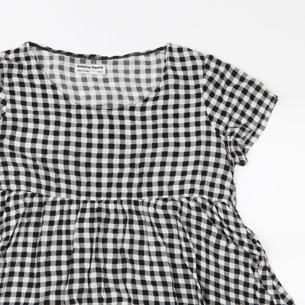 American Apparel Womens Black Check  Fit & Flare  Size S