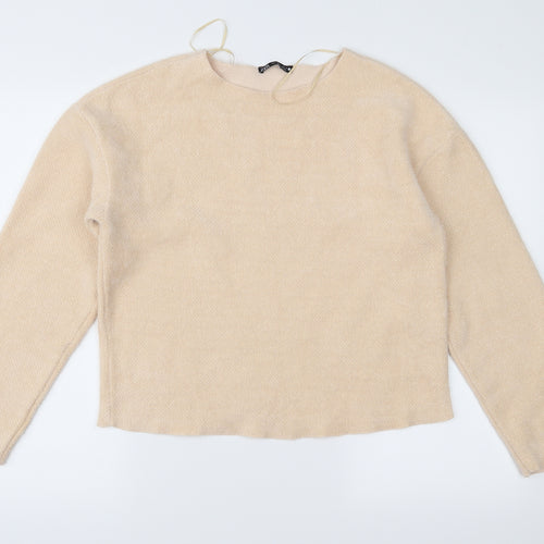 Zara Womens Beige  Fleece Pullover Jumper Size S