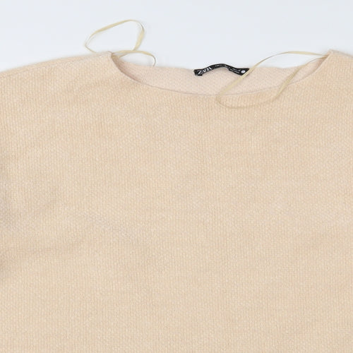 Zara Womens Beige  Fleece Pullover Jumper Size S