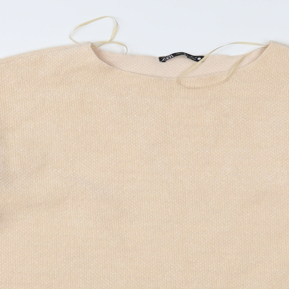 Zara Womens Beige  Fleece Pullover Jumper Size S