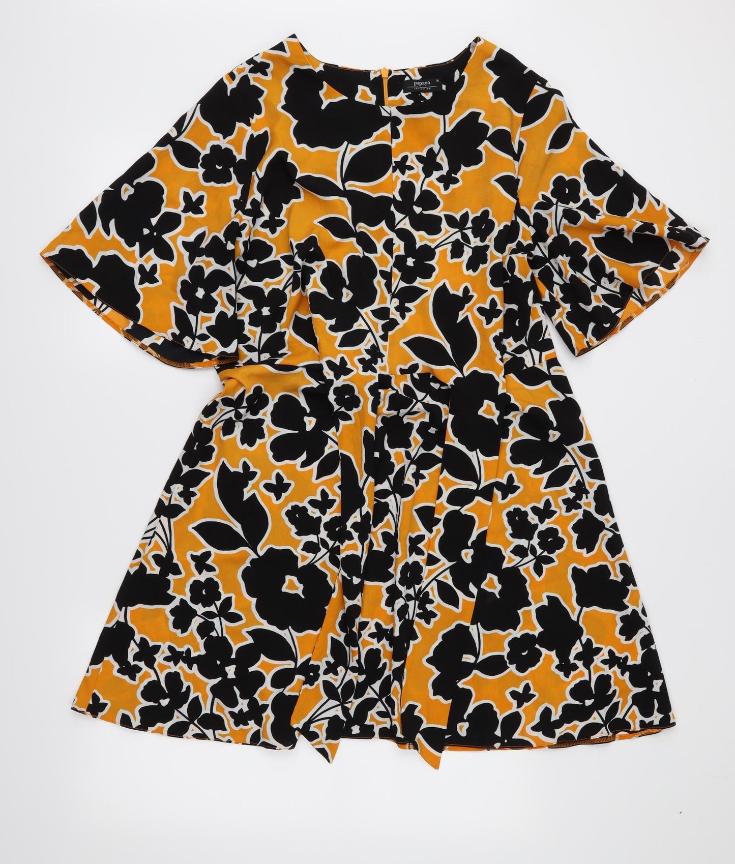 Papaya Womens Yellow Floral  Fit & Flare  Size 16