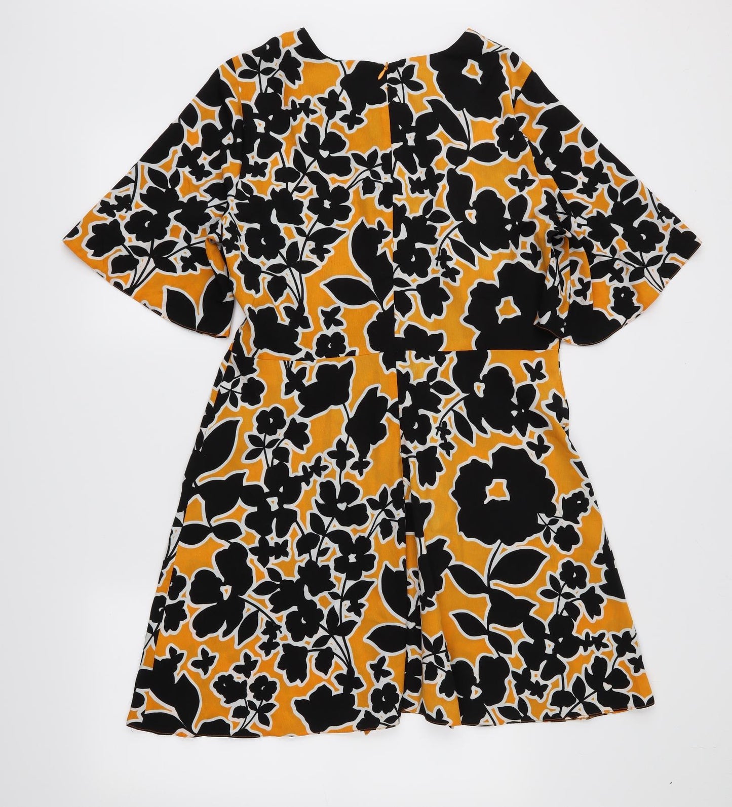 Papaya Womens Yellow Floral  Fit & Flare  Size 16