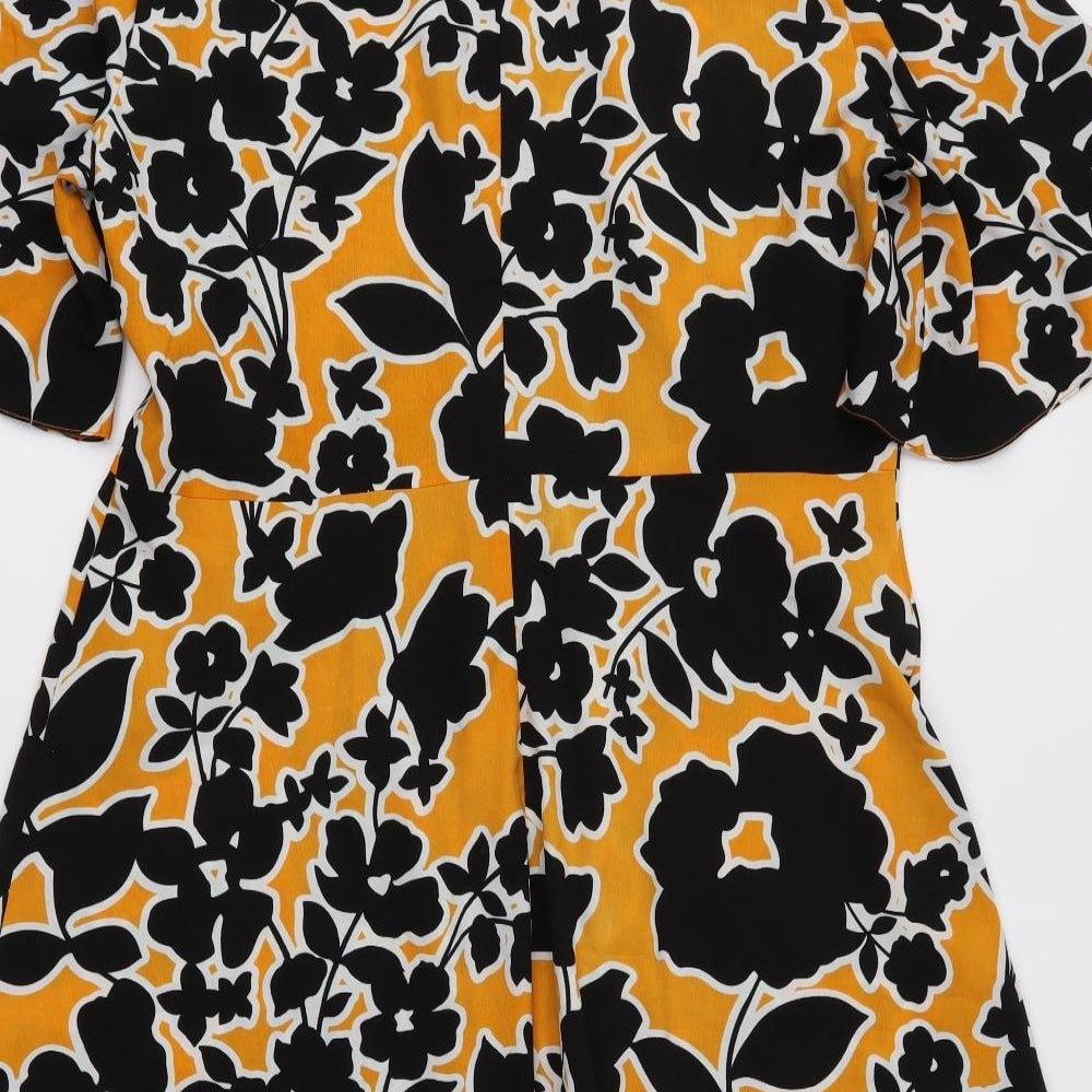 Papaya Womens Yellow Floral  Fit & Flare  Size 16