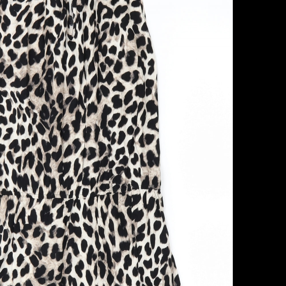 George Womens Black Animal Print  A-Line  Size 12  - leopard Print