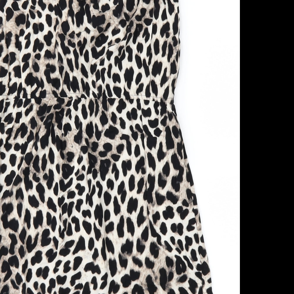 George Womens Black Animal Print  A-Line  Size 12  - leopard Print
