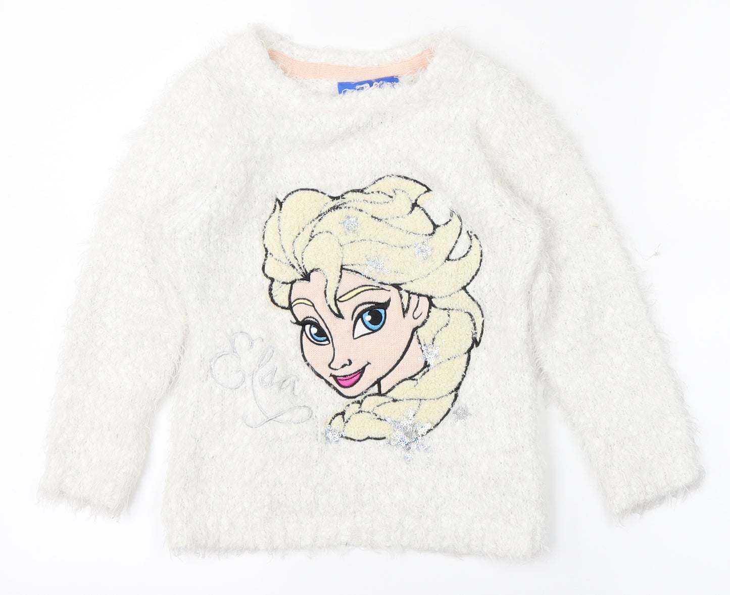 Disney Girls White   Pullover Jumper Size 4-5 Years  - Disney