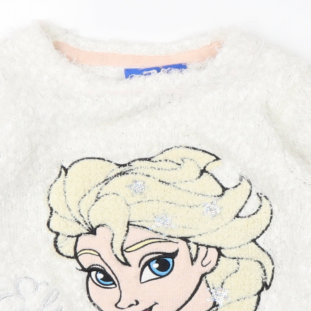 Disney Girls White   Pullover Jumper Size 4-5 Years  - Disney