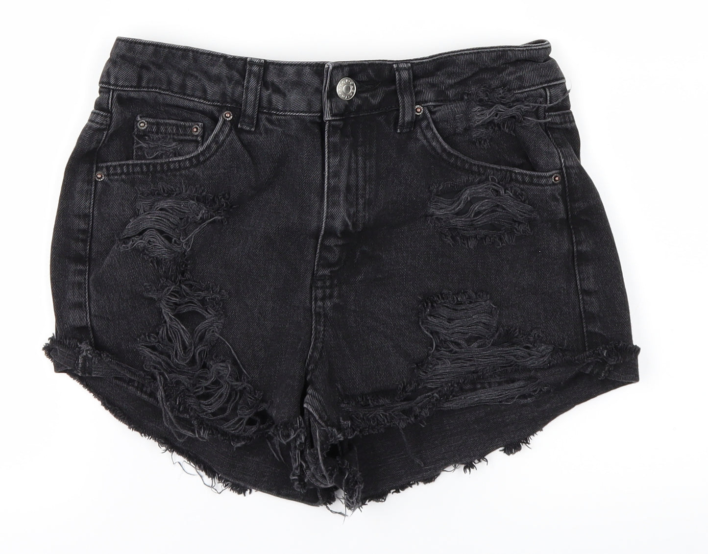 Topshop Womens Black  Denim Cut-Off Shorts Size 26