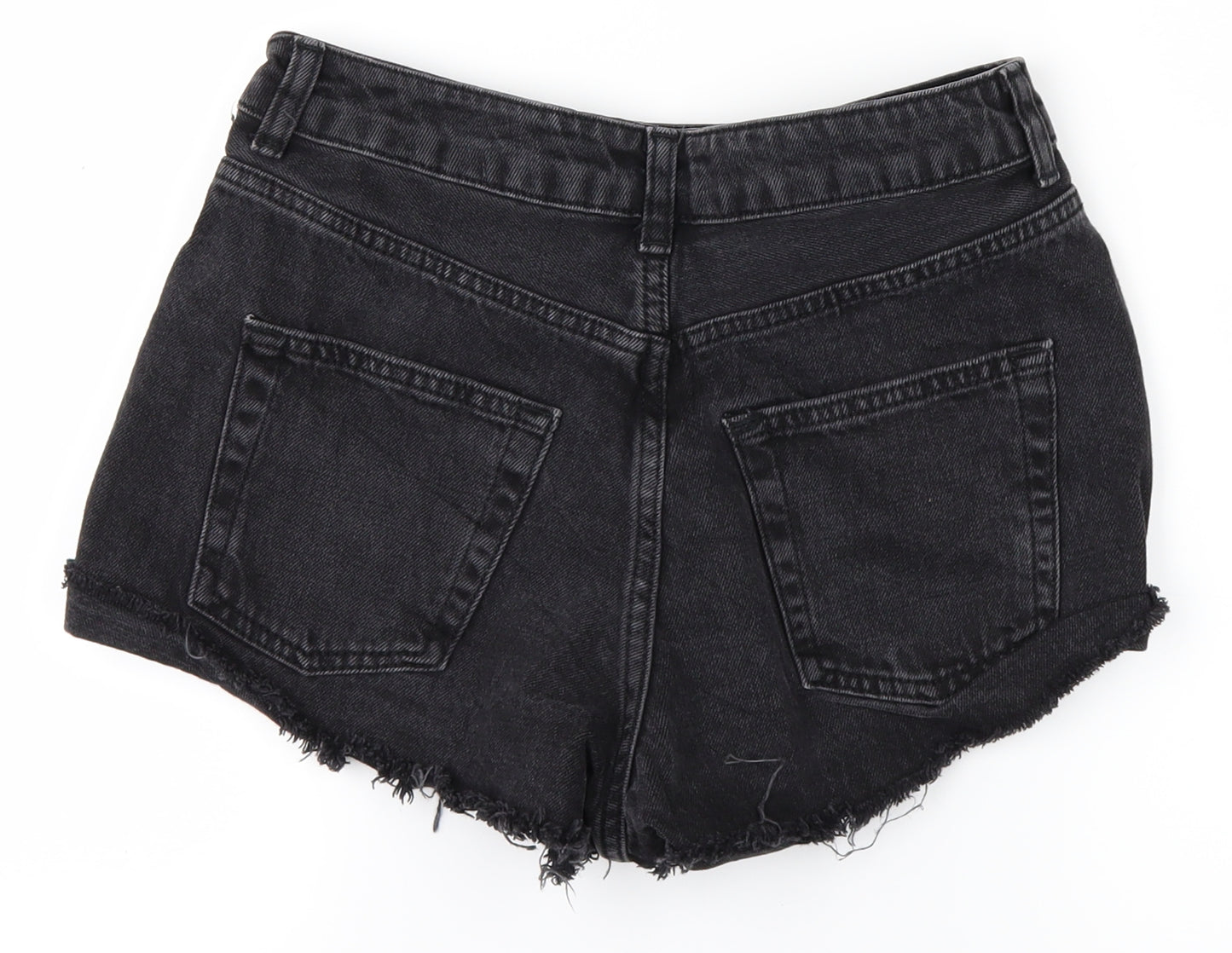 Topshop Womens Black  Denim Cut-Off Shorts Size 26