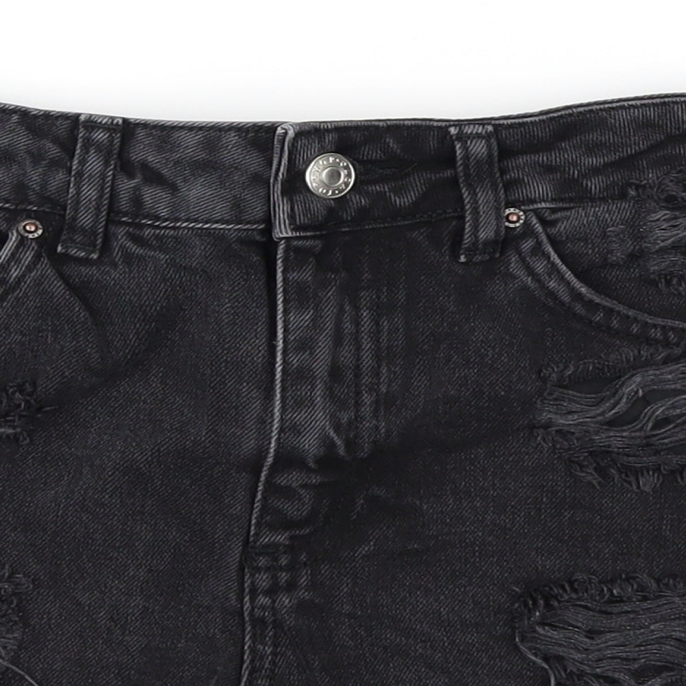 Topshop Womens Black  Denim Cut-Off Shorts Size 26